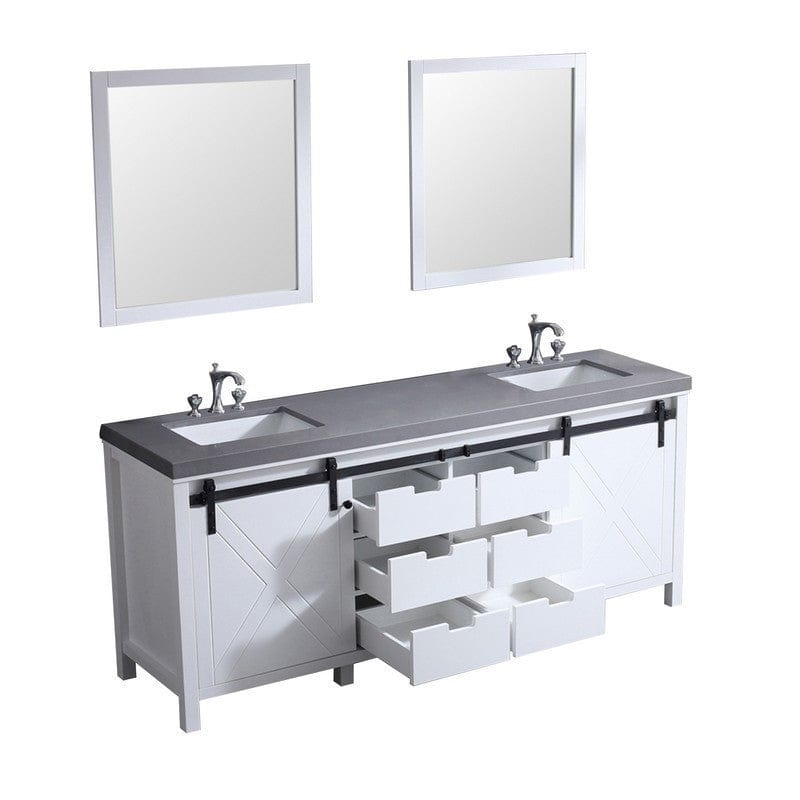 Marsyas Transitional White 80" Double Vanity Set | LM342280DAASM30F