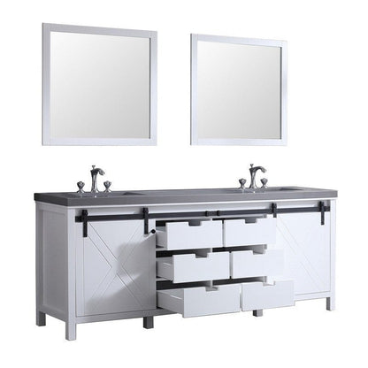 Marsyas Transitional White 84" Double Vanity Set | LM342284DAASM34F