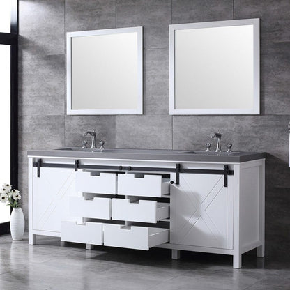 Marsyas Transitional White 84" Double Vanity Set | LM342284DAASM34F