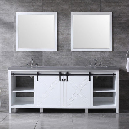 Marsyas Transitional White 84" Double Vanity Set | LM342284DAASM34F