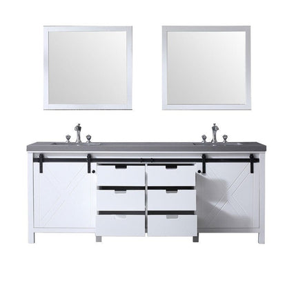 Marsyas Transitional White 84" Double Vanity Set | LM342284DAASM34F