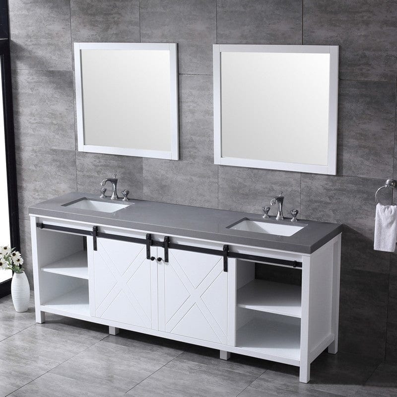 Marsyas Transitional White 84" Double Vanity Set | LM342284DAASM34F