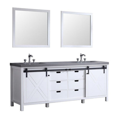 Marsyas Transitional White 84" Double Vanity Set | LM342284DAASM34F