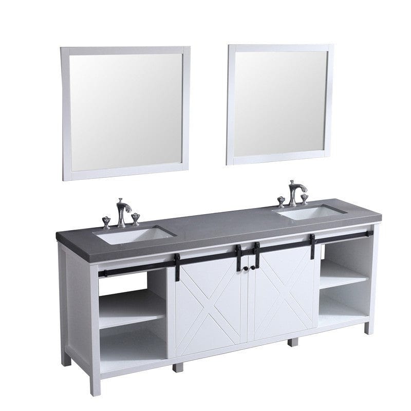 Marsyas Transitional White 84" Double Vanity Set | LM342284DAASM34F