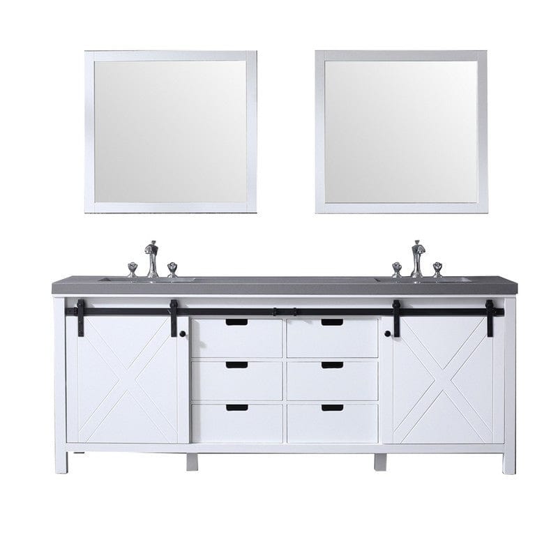 Marsyas Transitional White 84" Double Vanity Set | LM342284DAASM34F