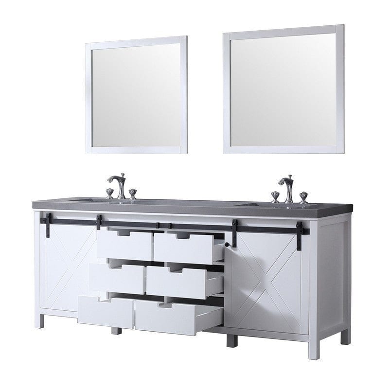 Marsyas Transitional White 84" Double Vanity Set | LM342284DAASM34F