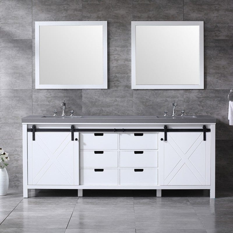 Marsyas Transitional White 84" Double Vanity Set | LM342284DAASM34F