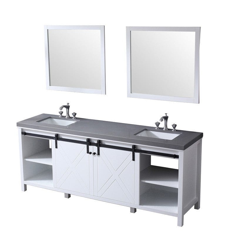 Marsyas Transitional White 84" Double Vanity Set | LM342284DAASM34F