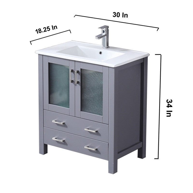 Volez Transitional Dark Grey 30" Single Vanity Set | LV341830SBESM28F