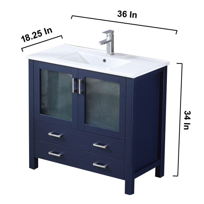 Volez Transitional Navy Blue 36" Single Vanity Set | LV341836SEESM34F