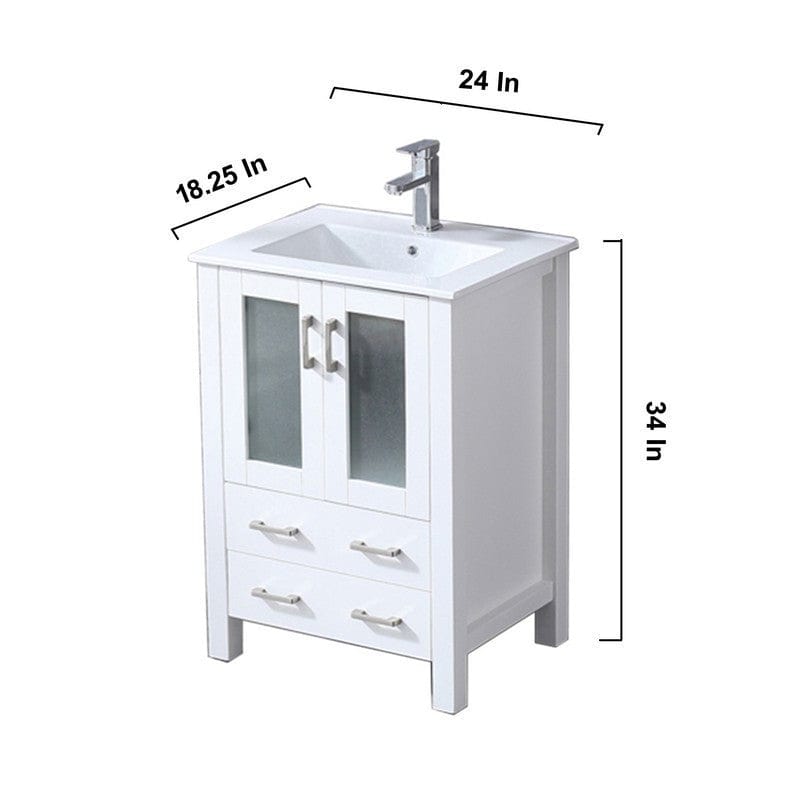 Volez Transitional White 24" Single Vanity Set | LV341824SAESM22F