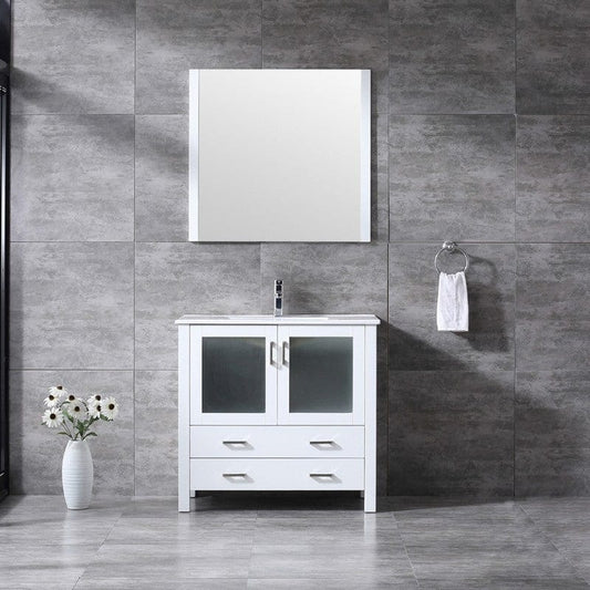 Volez Transitional White 36" Single Vanity Set | LV341836SAESM34F