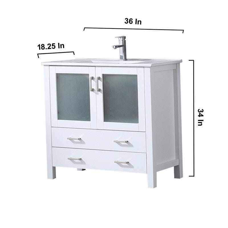 Volez Transitional White 36" Single Vanity Set | LV341836SAESM34F