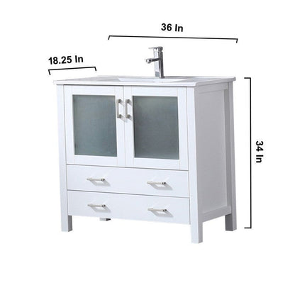 Volez Transitional White 36" Single Vanity Set | LV341836SAESM34F