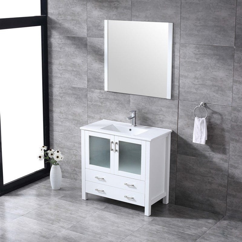 Volez Transitional White 36" Single Vanity Set | LV341836SAESM34F