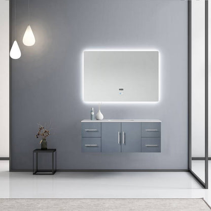 Geneva Transitional Dark Grey 48" Single Vanity with 48" Led Mirror | LG192248DBDSLM48