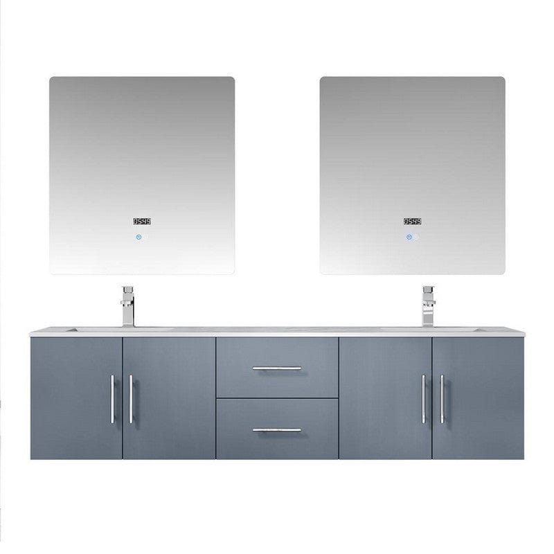 Geneva Transitional Dark Grey 72" Double Vanity Set | LG192272DBDSLM30F