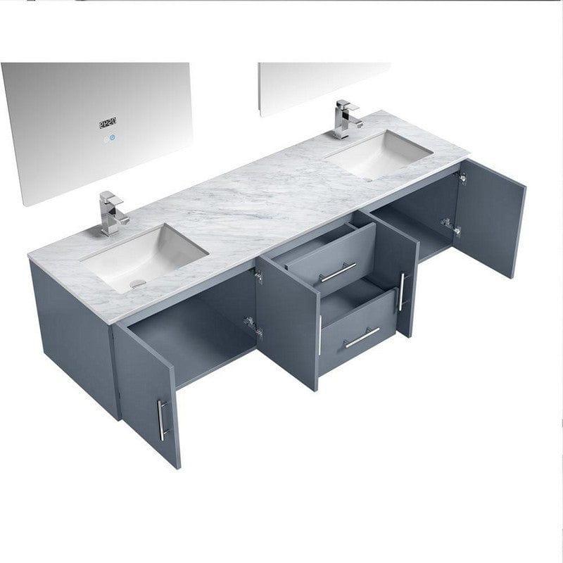 Geneva Transitional Dark Grey 72" Double Vanity Set | LG192272DBDSLM30F