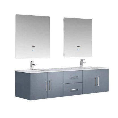 Geneva Transitional Dark Grey 72" Double Vanity Set | LG192272DBDSLM30F