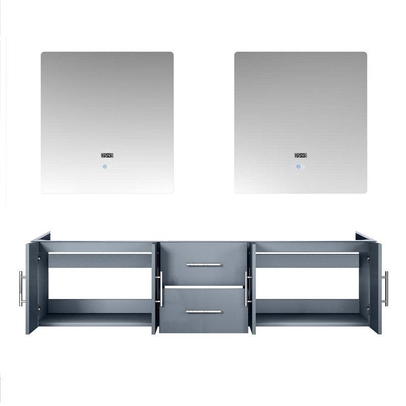 Geneva Transitional Dark Grey 72" Double Vanity with 30" Led Mirror, no Top | LG192272DB00LM30