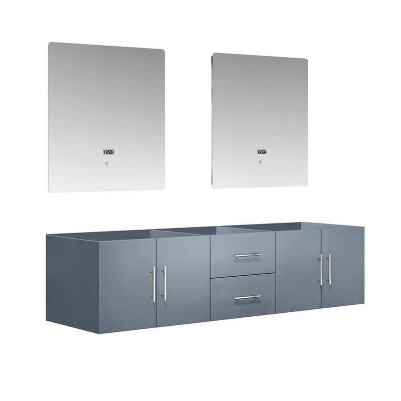 Geneva Transitional Dark Grey 72" Double Vanity with 30" Led Mirror, no Top | LG192272DB00LM30