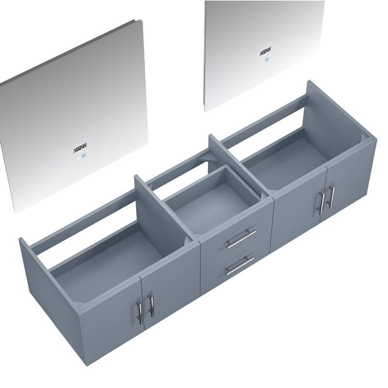 Geneva Transitional Dark Grey 72" Double Vanity with 30" Led Mirror, no Top | LG192272DB00LM30