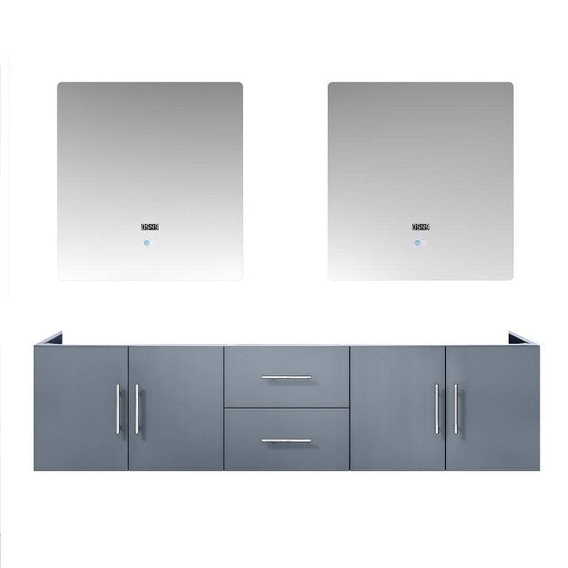 Geneva Transitional Dark Grey 72" Double Vanity with 30" Led Mirror, no Top | LG192272DB00LM30