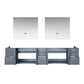 Geneva Transitional Dark Grey 84" Double Vanity with 36" Led Mirrors, no Top | LG192284DB00LM36