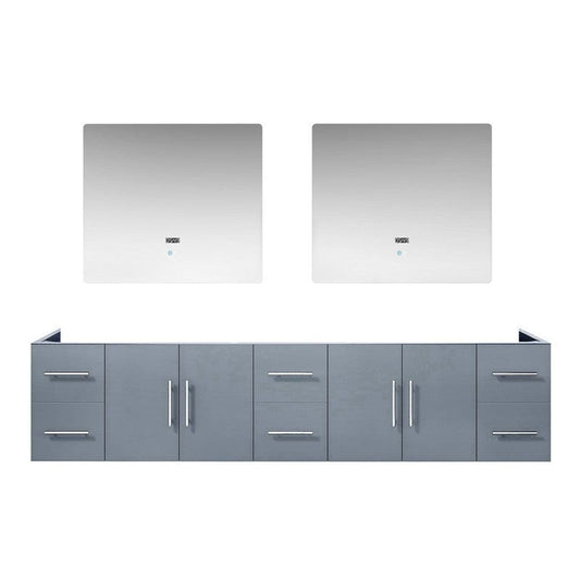 Geneva Transitional Dark Grey 84" Double Vanity with 36" Led Mirrors, no Top | LG192284DB00LM36