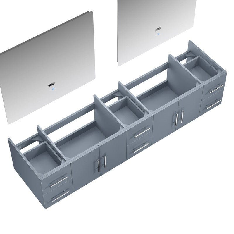 Geneva Transitional Dark Grey 84" Double Vanity with 36" Led Mirrors, no Top | LG192284DB00LM36