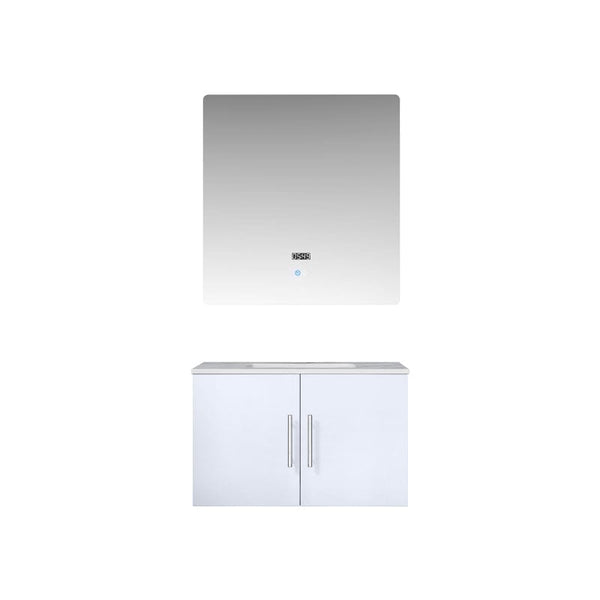 Geneva Transitional Glossy White 30 Single Vanity with 30 Led Mirror | LG192230DMDSLM30