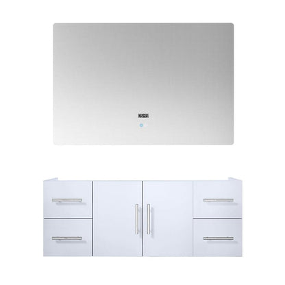 Geneva Transitional Glossy White 48" Vanity with 48" Led Mirror, no Top | LG192248DM00LM48