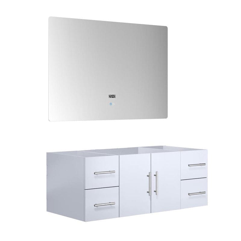 Geneva Transitional Glossy White 48" Vanity with 48" Led Mirror, no Top | LG192248DM00LM48