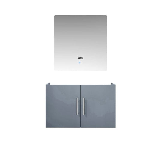 Lexora Vanity Base Cabinets Geneva Transitional Navy Blue 30" Vanity with 30" Led Mirror, no Top | LG192230DB00LM30