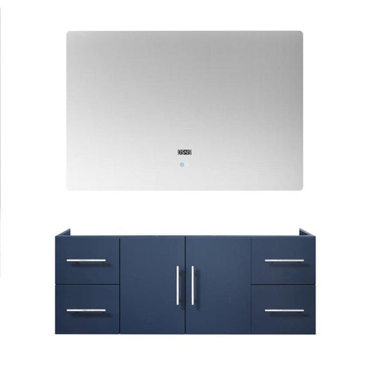 Geneva Transitional Navy Blue 48" Vanity with 48" Led Mirror, no Top | LG192248DE00LM48