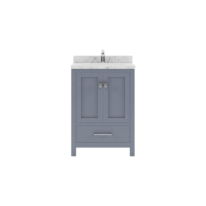 Caroline Avenue 24" Single Bath Vanity in Gray with White Quartz Countertop white background