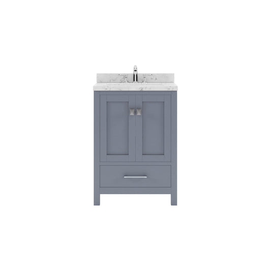 Caroline Avenue 24" Single Bath Vanity in Gray with White Quartz Countertop white background