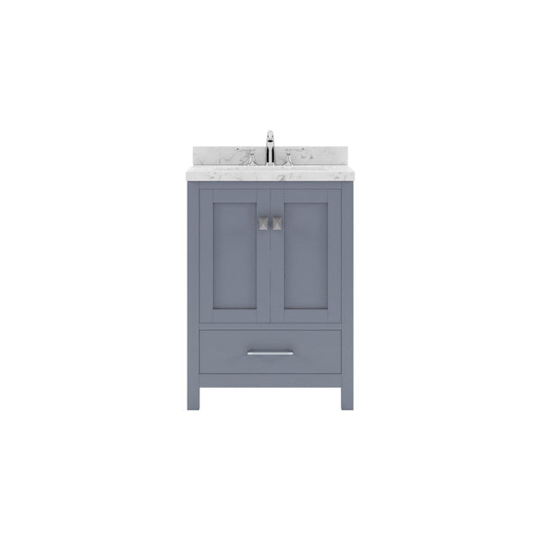 Caroline Avenue 24 Single Bath Vanity in Gray with White Quartz Countertop white background