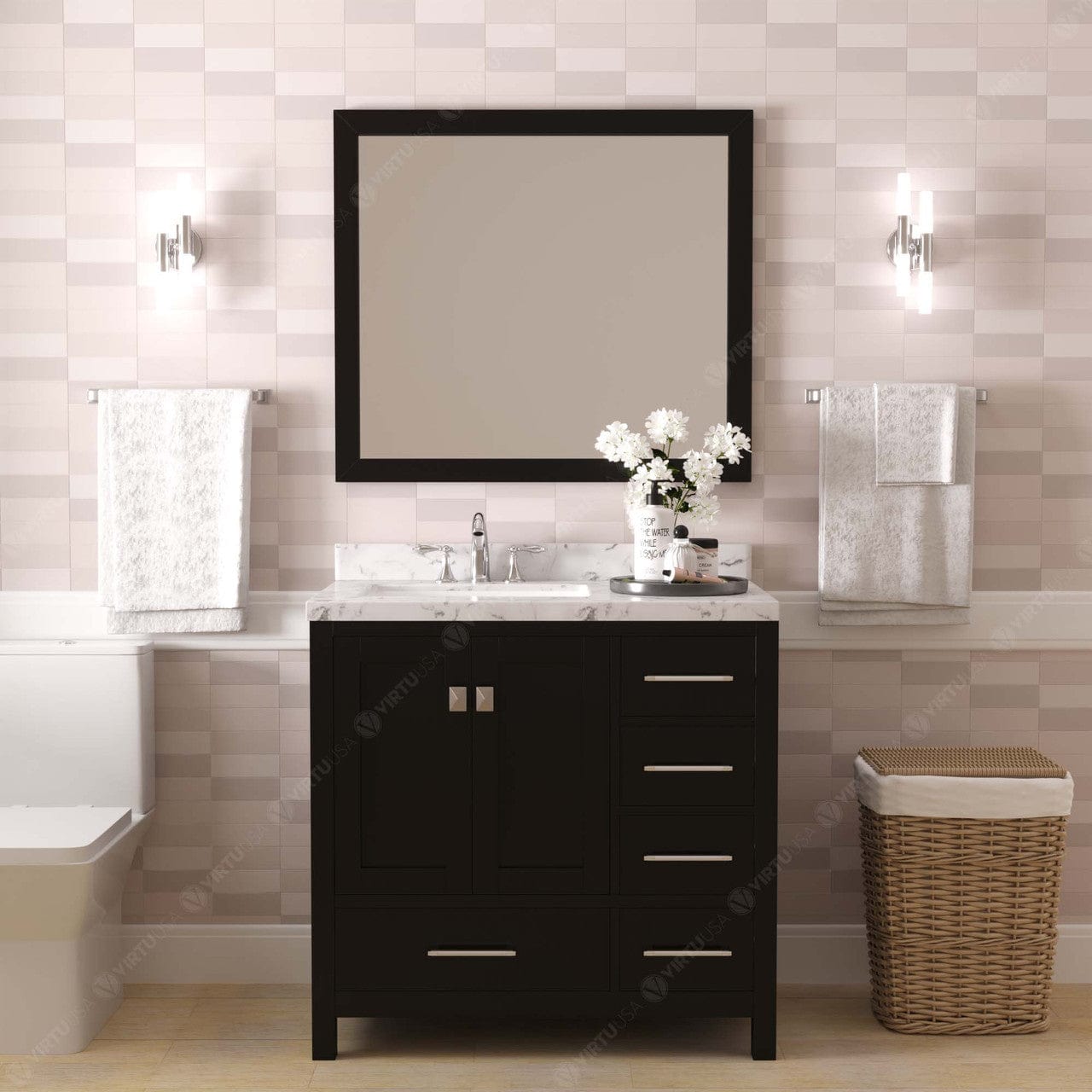 Caroline Avenue 36" Single Bath Vanity in Espresso with Quartz Top front view