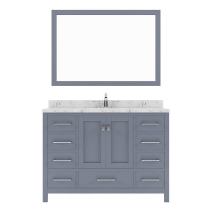 Caroline Avenue 48" Single Bath Vanity in Gray with White Quartz Top white background