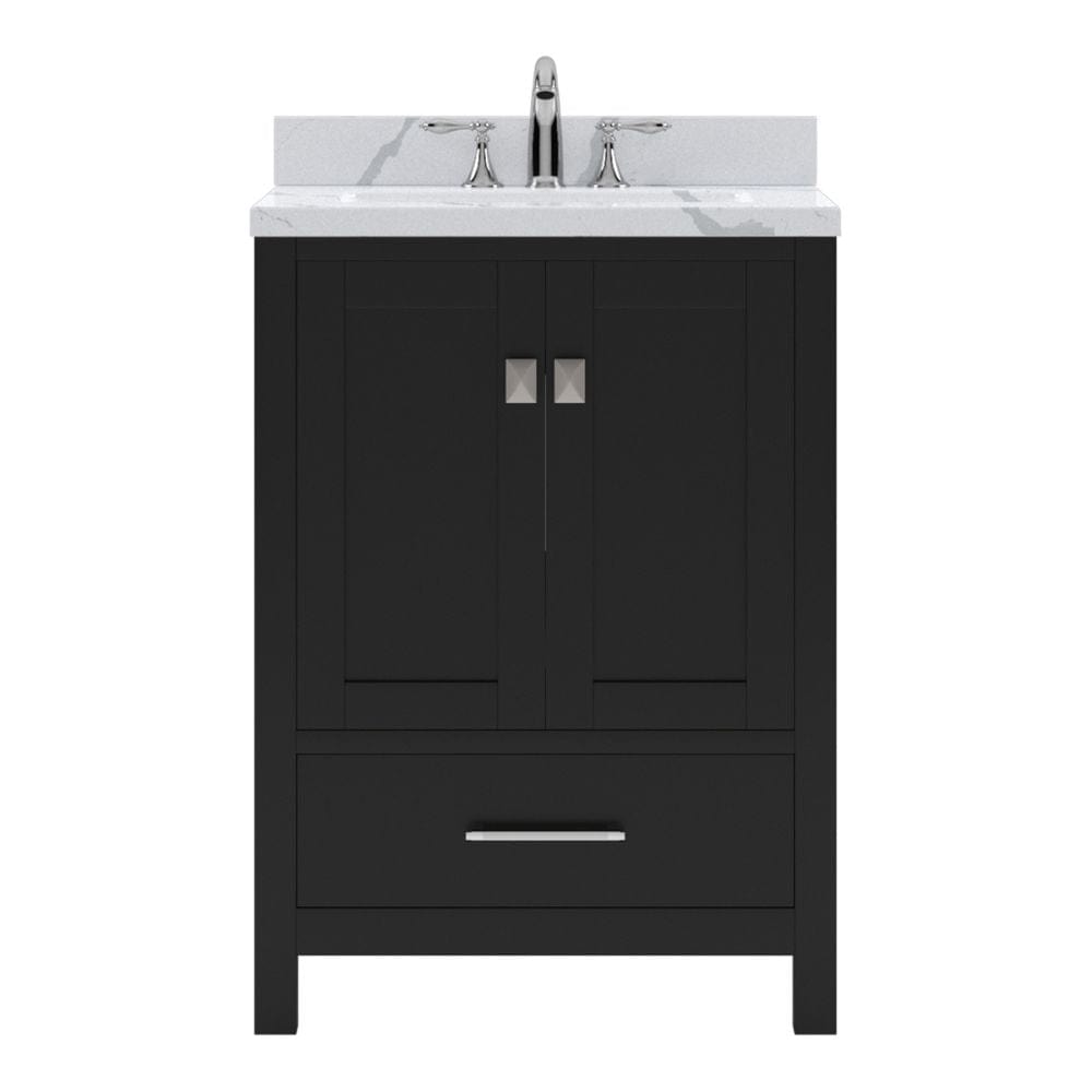 Virtu USA Caroline Avenue 24" Single Bath Vanity in Espresso with Calacatta Quartz Top and Square Sink | GS-50024-CCSQ-ES-NM