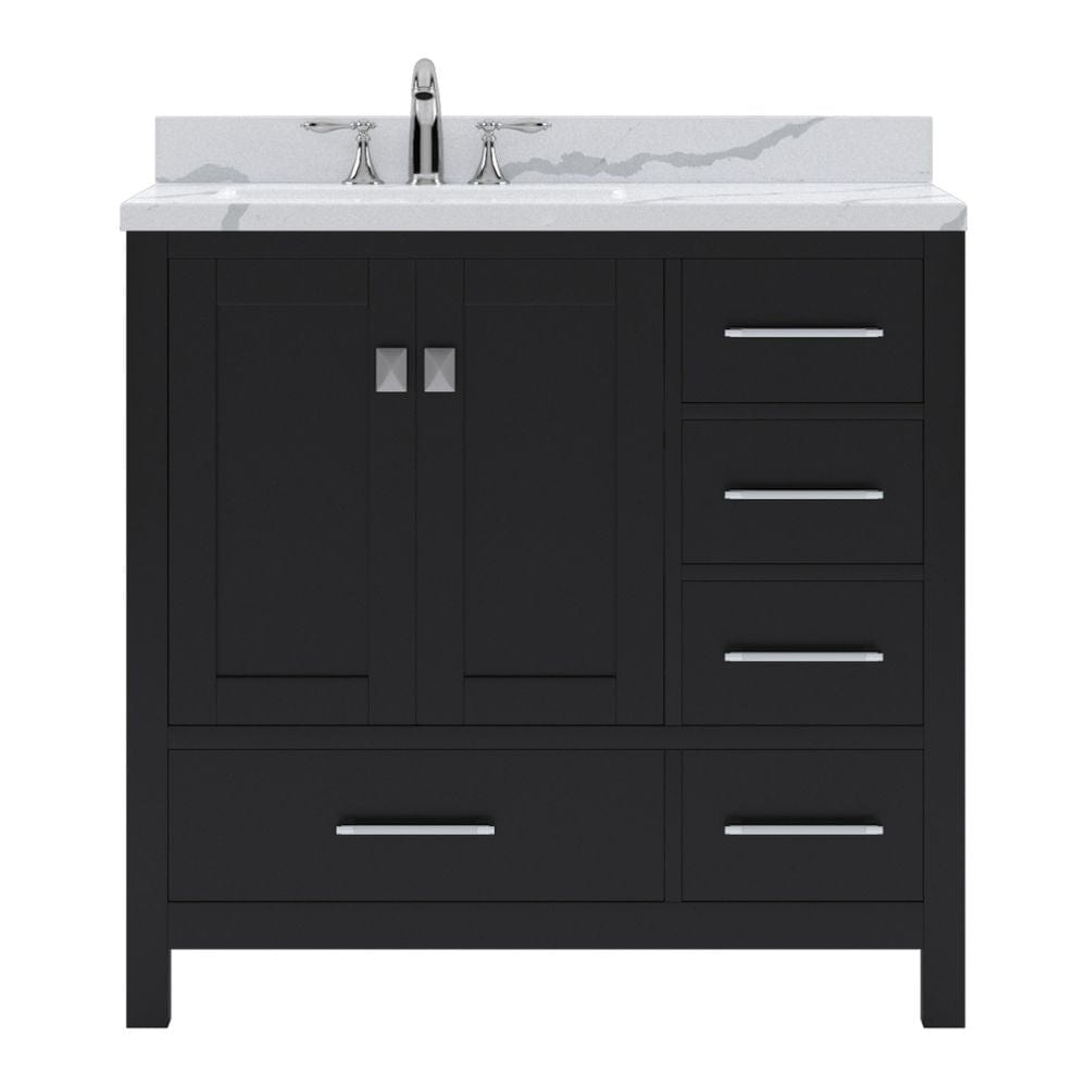 Virtu USA Caroline Avenue 36" Single Bath Vanity in Espresso with Calacatta Quartz Top and Round Sink | GS-50036-CCRO-ES-NM