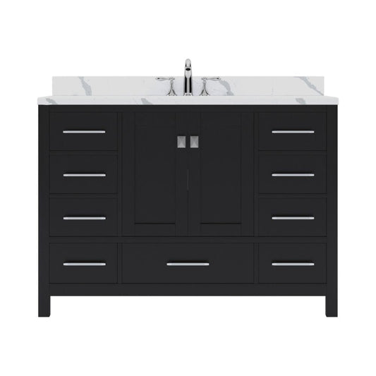 Virtu USA Vanities Caroline Avenue Espresso 48" Single Round Sink Vanity with Calacatta Quartz Top, No Mirror | GS-50048-CCRO-ES-NM