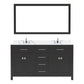 Virtu USA Caroline Avenue 60" Double Bath Vanity in Espresso  with Calacatta Quartz Top and Square  Sink with Matching Mirror | MD-2060-CCSQ-ES