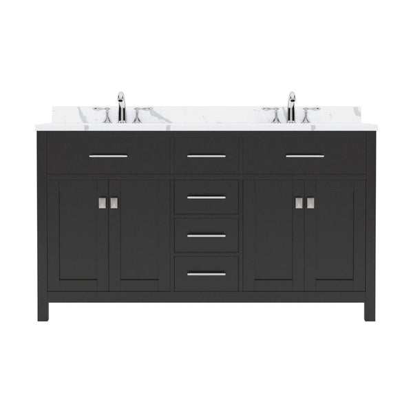 Virtu USA Caroline Avenue 60 Double Bath Vanity in Espresso with Calacatta Quartz Top and Square Sink | MD-2060-CCSQ-ES-NM