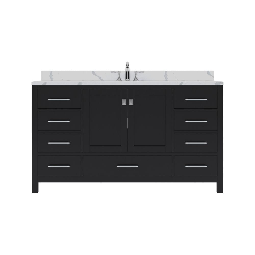 Virtu USA Caroline Avenue 60" Single Bath Vanity in Espresso with Calacatta Quartz Top and Square Sink | GS-50060-CCSQ-ES-NM