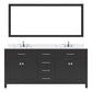 Virtu USA Caroline Avenue 72" Double Bath Vanity in Espresso with Calacatta Quartz Top and Square Sink with Polished Chrome Faucet with Matching Mirror | MD-2072-CCRO-ES-002