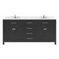 Virtu USA Caroline 72" Double Bath Vanity in Espresso with Calacatta Quartz Top and Round Sinks | MD-2072-CCRO-ES-NM