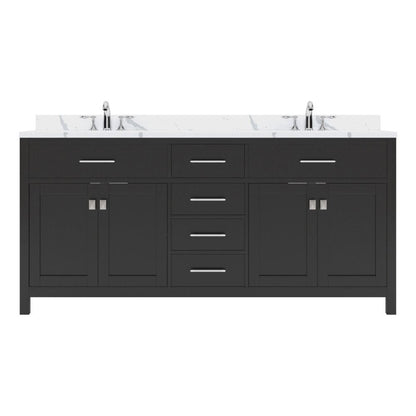 Virtu USA Caroline 72" Double Bath Vanity in Espresso with Calacatta Quartz Top and Round Sinks | MD-2072-CCRO-ES-NM