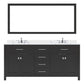 Virtu USA Caroline Avenue 72" Double Bath Vanity in Espresso with Calacatta Quartz Top and Square Sink with Brushed Nickel Faucet with Matching Mirror | MD-2072-CCSQ-ES-001